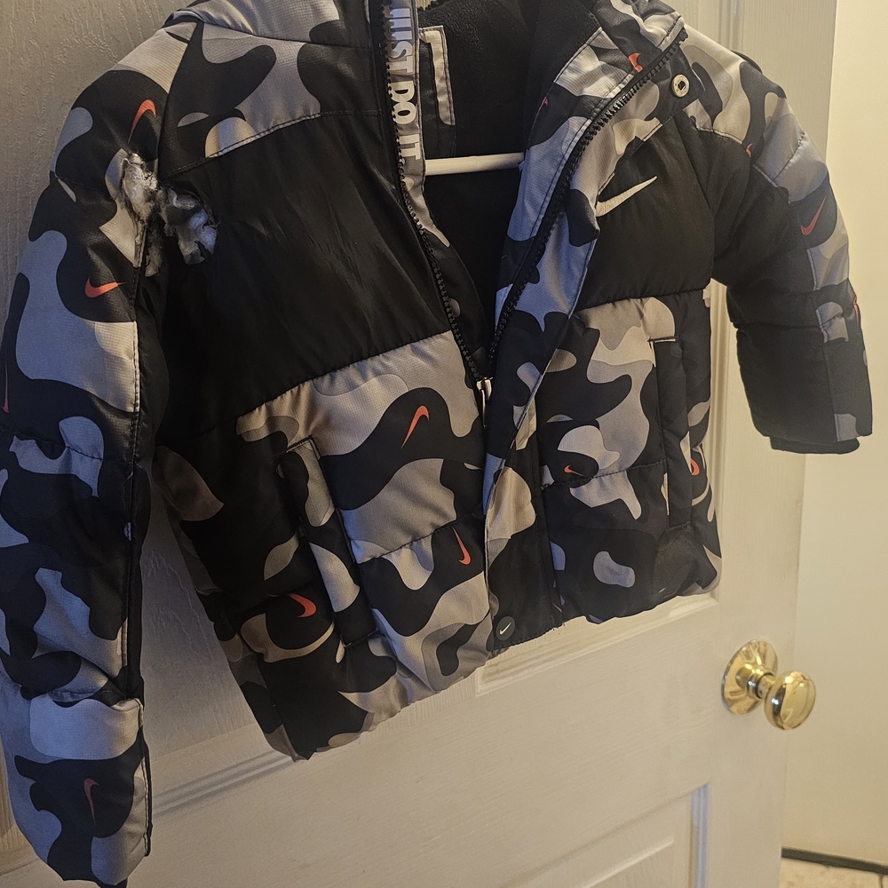 Nike Kids Puffer Jacket - Black, Gray, and Red
